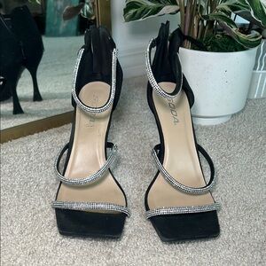Soda Black and Silver Stiletto Heels